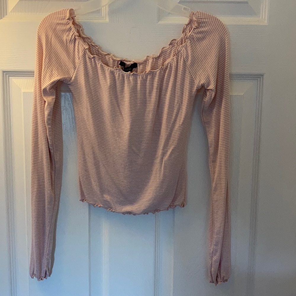 Pink and White Striped Crop Top